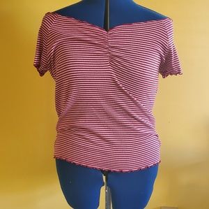 Off-the-Shoulder Ribbed Neck Tee